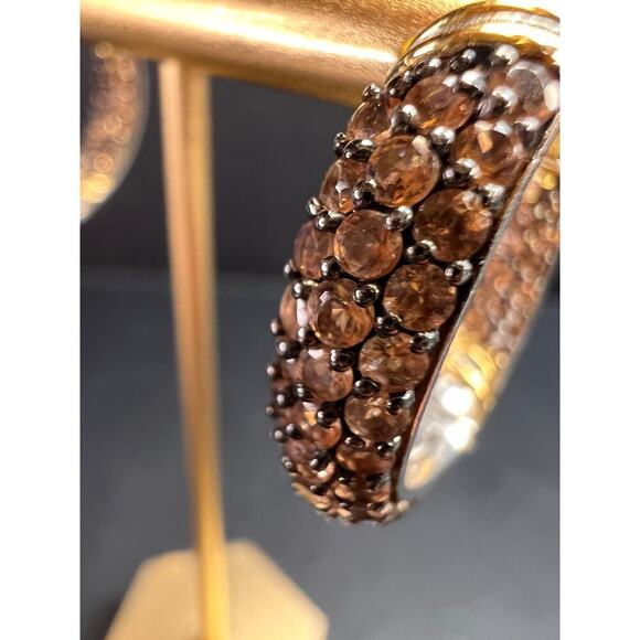 Andalusite inside out hoop earrings in gold and rhodium over sterling silver - Picture 13 of 16